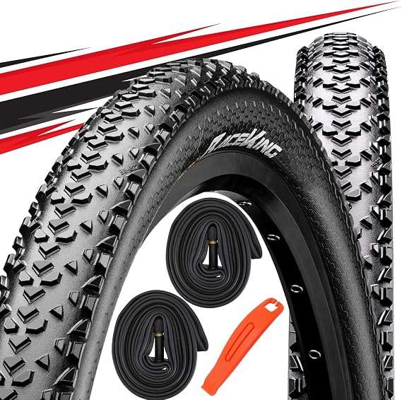 2-Pack 27.5 Continental Race King Mountain Bike Tire - Tubes (2), Black, PureGrip, ShieldWall System, Tire Lever, 27.5x2.2, Total of 5 Items