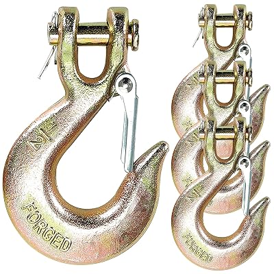 4Pack Clevis Slip Hook, 12 Inch Safety Latch Hook, Heavy Duty Forged G70 Chain Hook for Truck Trailer Winch Transport Tow Safety Chain Hooks, 22000 LBS Capacity