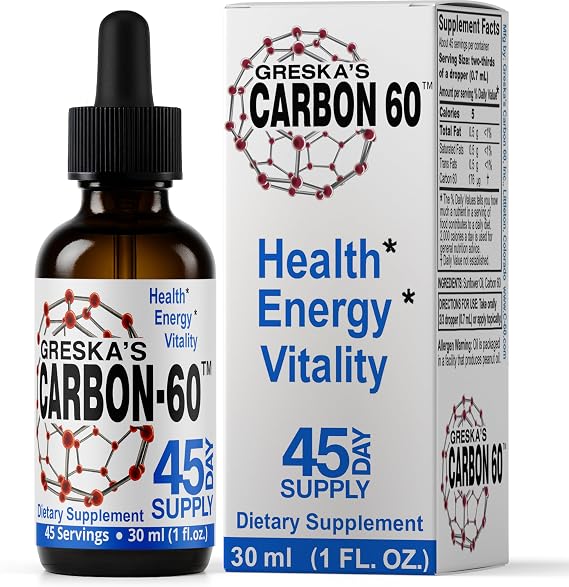 Greska's C60 in Organic Sunflower Oil - 45 Day Supply - Solvent-Free Carbon 60 Antioxidant Formula for Cellular Support, Vitality, Focus & Overall Wellness (1oz)