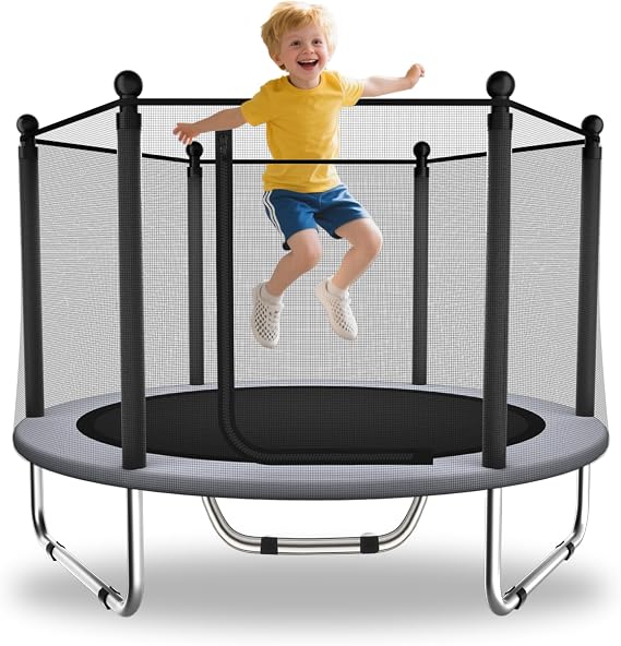 60 inch Kids Trampoline with Safety Enclosure Net, for Age 38