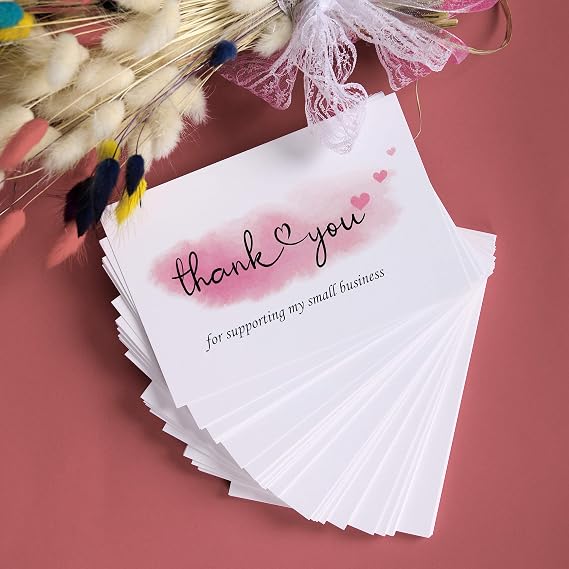 100 Thank You For Supporting My Small Business Cards, Elegant and Professional Design, 4" x 6", Recommended for Online Retailers, Small Business Owners and Local Stores
