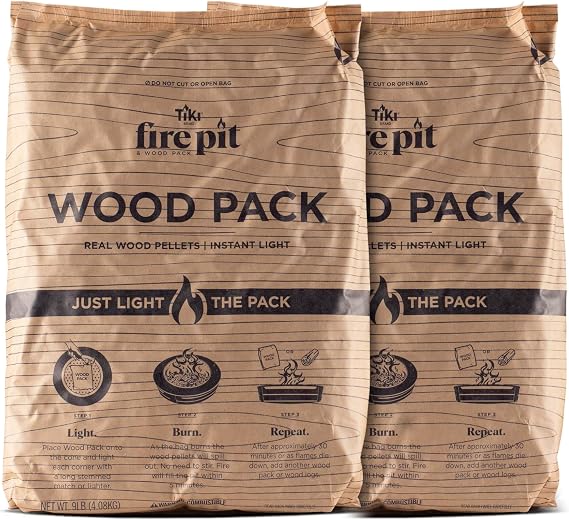 TIKI Wood Pack 2 Pack for Smokeless Fire Pits Easy Start Fuel