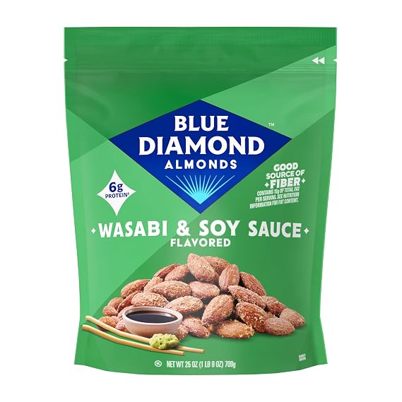 Blue Diamond Almonds Wasabi and Soy Sauce Snack Nuts, 25 oz, Pack of 1