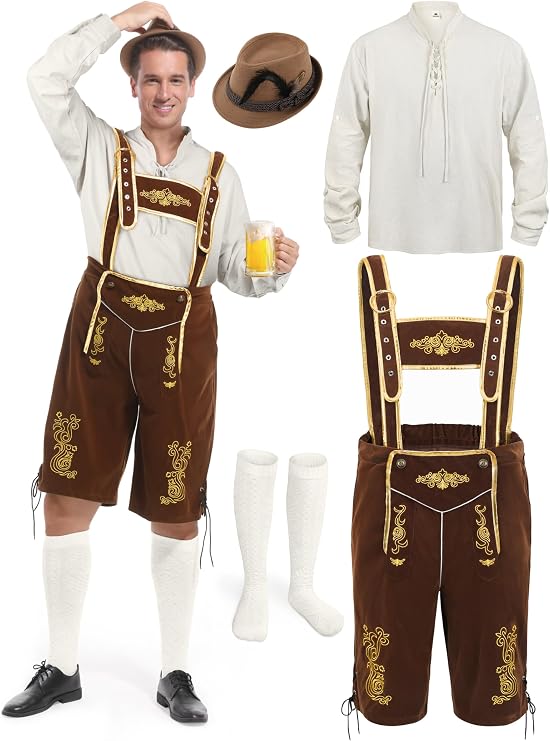 Lederhosen Men Oktoberfest Outfits Costume Bavarian