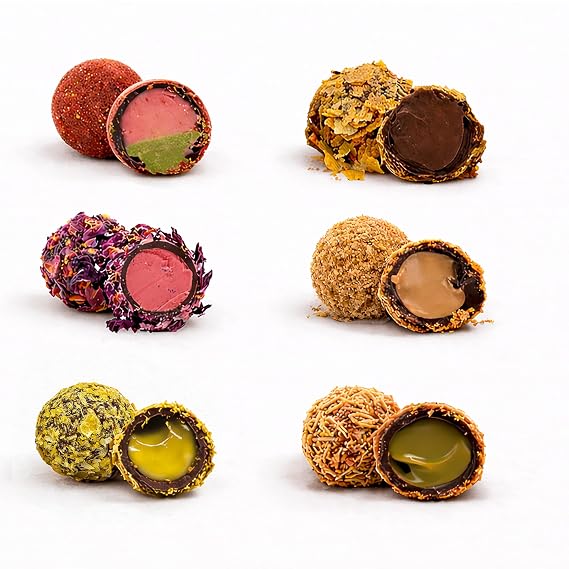 ASSORTED HANDCRAFTED CHOCOLATE TRUFFLES 12 pieces with 6 flavors Premium Gift Box Included
