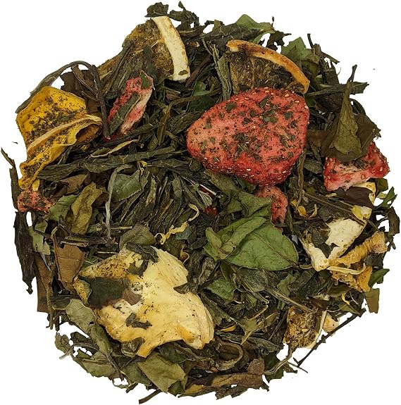 Simpli-Special Strawberry Pineapple Premium Green & White Loose Leaf Tea | Sweet Light and Refreshing | Hunan Province Green Tea and White Pai Mu Tan with Real Fruit Pieces | 100g in Resealable Pouch