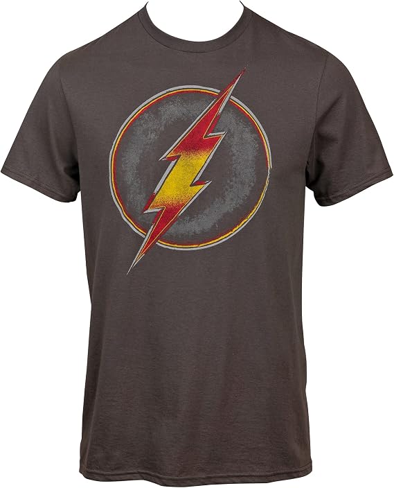 Superhero Stuff Flash Distressed Red and Yellow Symbol T-Shirt