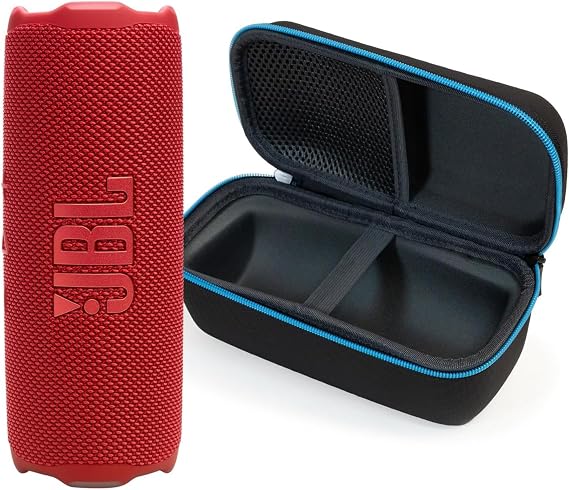 JBL Flip 7 (Red) + Bundle with divvi! Protective Hardshell Case (Black)