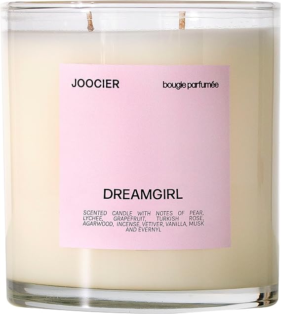 | Dream Girl Candle- Pear, Lychee, Rose, Incense | Delina Exclusif Fragrance Inspired Candle 10 oz 70+ Hour Burn time Double Wick Luxury Home Fragrance Scented Home decor Non Toxic