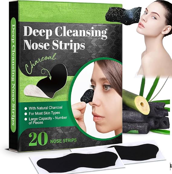20 Pcs Blackhead Remover Nose Strips – Deep Cleansing Charcoal Pore Strips for Women & Men, Removes Blackheads, Refines Pore Appearance, Oil Control for All Skin Types