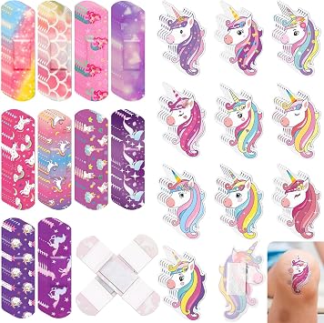 Panelee 150 Pcs 20 Styles Kids Unicorn Bandages Bulk Cartoon Bandages for Girls Waterproof Breathable Variety Patterns Comfortable Flexible Protection Care for Girls Boys