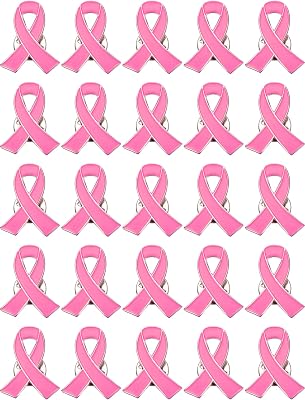 Pink Ribbon Brooch Pins Hope Ribbon Lapel Official Breast Cancer Awareness Lapel Pin, 1 x 0.78 inch