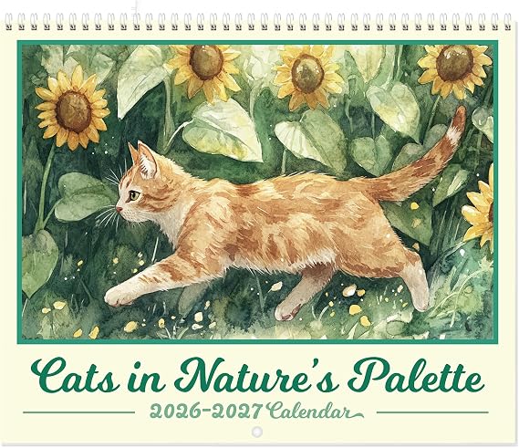GuassLee Cat Vertical Wall Calendar 2026, 18-Months Art Hanging Wall Calendar Jan. 2026 to Jun. 2027, 14" x 23" Watercolor Monthly Planner Cat Kitten with Thick Paper for Office Home Decor