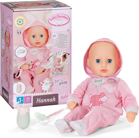 Baby Annabell Hannah Let's Play! 36cm Interactive doll with soft body and 5 realistic functions- Suitable for Children Aged 1+