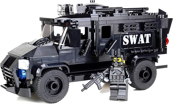 Battle Brick Armored Police SWAT Truck Custom Set