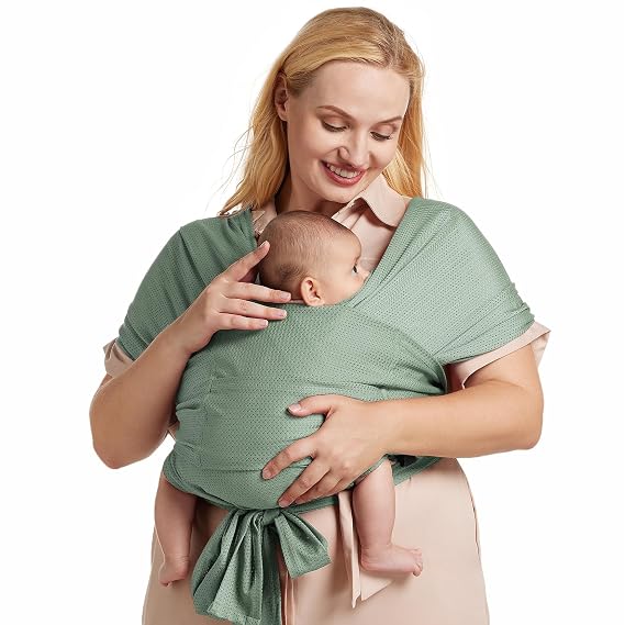 Momcozy Adjustable Buckle Baby Wrap Carrier, Air-Mesh Cooling for 8-35 lbs