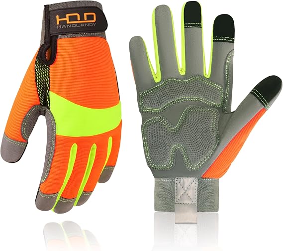 HANDLANDY Safety Work Gloves for Men & Women, Mechanic Working Gloves Touch Screen, Multi-Purpose Use and Durable