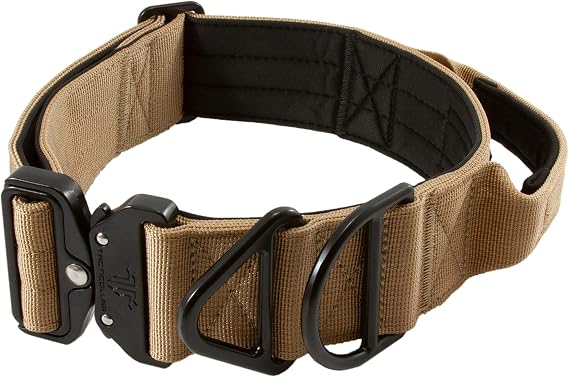 Tacticollar - 2 inch Tactical Dog Collar with Handle for Medium and Large Dogs, Mil Spec Nylon Collar, Quick-Release Metal Buckle, Neoprene Padded Inside (Medium, Coyote Brown)