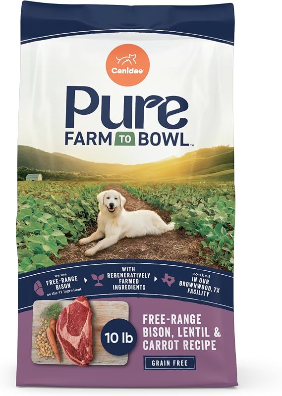 CANIDAE Pure Farm to Bowl, Free-Range Bison, Lentil & Carrot, 10 lb