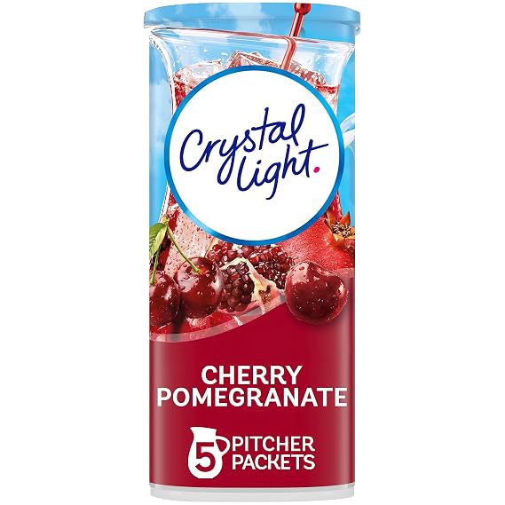 Crystal Light Drink Mix, Zero Sugar Powdered Water Enhancer, Natural Flavor Low Calorie Beverage Mix, Powdered Soft Drink Mix for Flavorful Hydration, Cherry Pomegranate, 5 Pitcher Packets, 2.2 Ounce (Pack of 1)