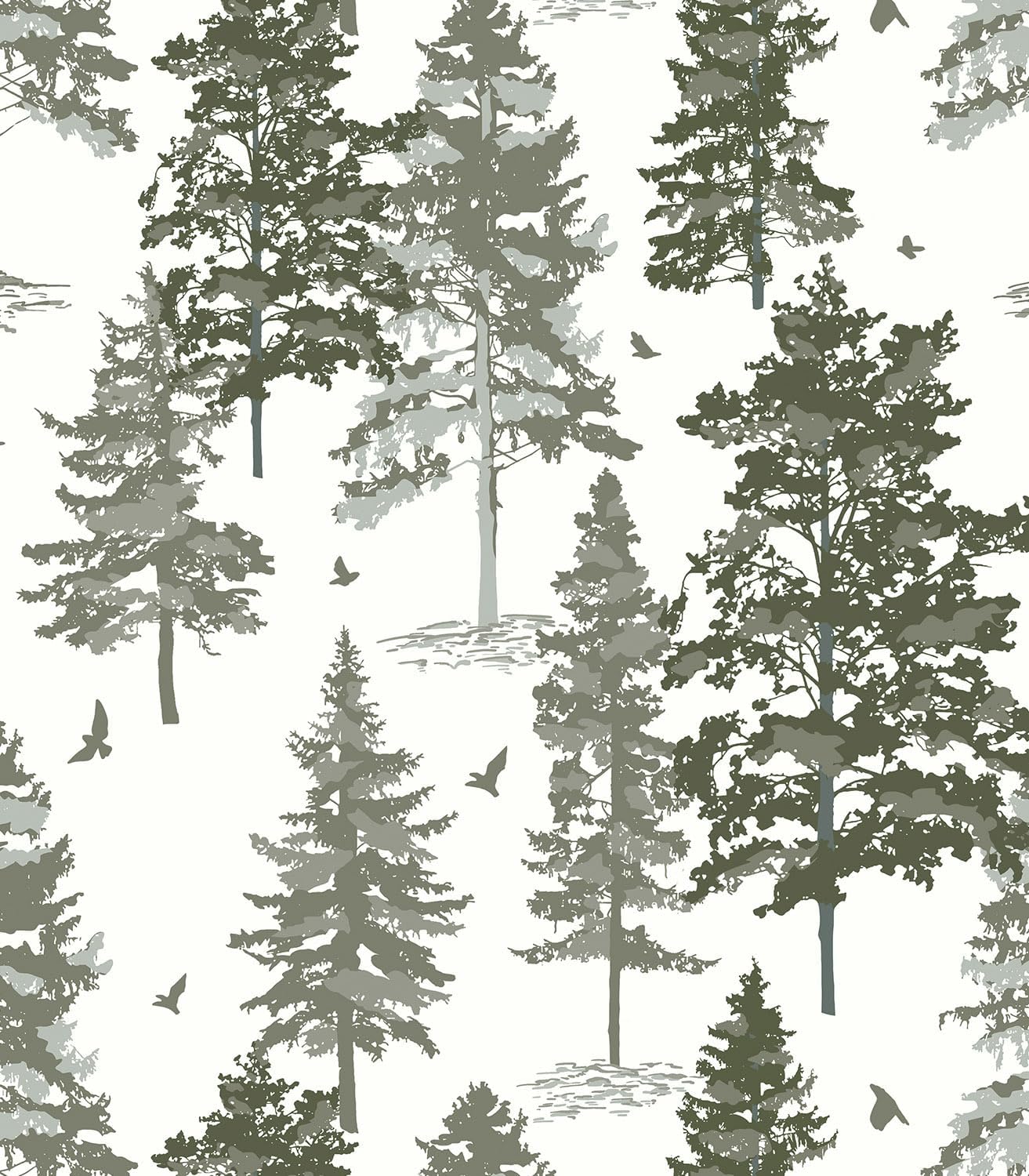Timeet Dark Green Forest Wallpaper Peel and Stick Wallpaper Green Contact Paper 16.14x118.11 Self-Adhesive Removable Wallpaper Tree Wall Mural for Wall Decor