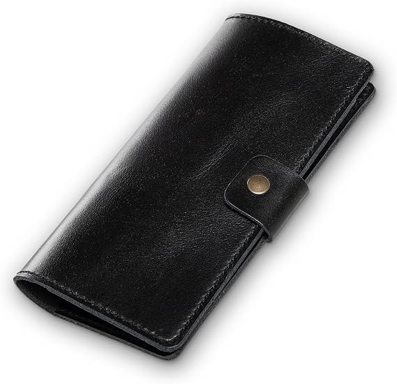 PEGAI Handmade Personalized Leather Checkbook Covers For Personal Checkbook | 100% Distressed Leather Checkbook Cover & Wallet | Business Checkbook Cover | Clark (Black)