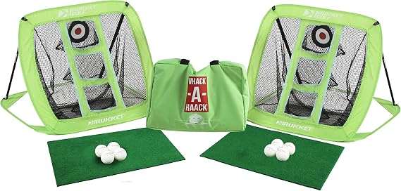 Rukket Sports Pop Up Golf Chipping Net | Choose Standard or Light-Up | Outdoor/Indoor Golfing Target Accessories and Backyard Practice Swing Game | Includes Foam Practice Balls