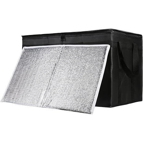 1-Pack Insulated Food Delivery Bag with Hard Bottom, -Large Commercial Food Warmers for Delivery Drivers, Insulated Reusable Grocery CoolerHot Bags, Tote Bag for ShoppingTravel, Black