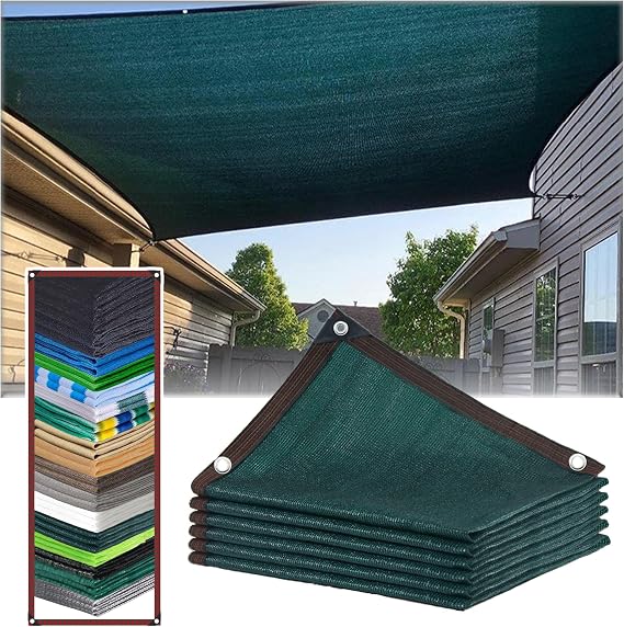 SSFMSF Sun Protection Net Shade Net with Eyelets 90% Shading Rate Garden Shade Net Awning Privacy Barrier for Greenhouse Garden Flowers Plants (Dark Green 1 x 1 m)