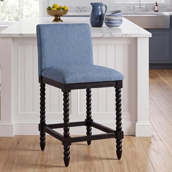 DUHOME Spindle Counter Stool with Padded Spring Seat