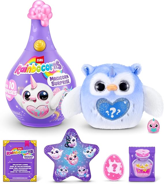 Rainbocorns Magicorn Series 1 by ZURU | Hug to hatch the surprise egg; mini Boo-Boocorn inside; magical bubble reveal; soft collectible plush; girls gift