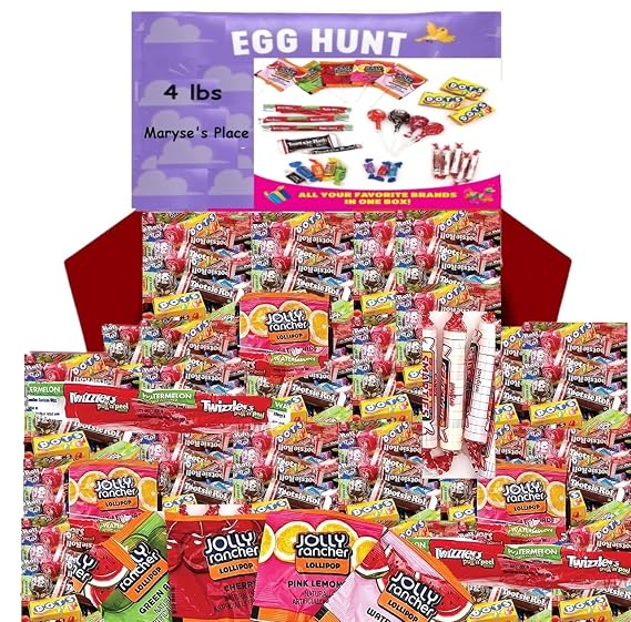 Assorted Bulk Candy - 4 Pounds Mixed Candy- TWIZZLERS, JOLLY RANCHER, Smarties, Tootsie, DOTS, Individually Wrapped Fun Size Pinata Stuffers - Bulk Box
