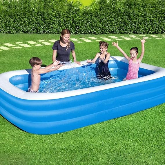 Backyard Outdoor Ground Pool, ③-Kids Adult Ring Inflatable Pool, Rectangular Inflatable Lounge Pool-150x110x50cm59x43x20inch