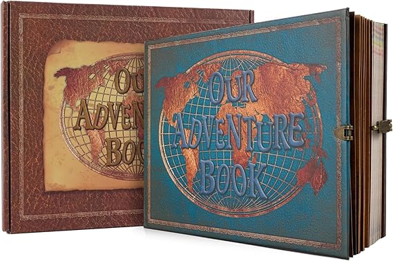 Our Adventure Book 180 Pages Scrapbook Photo Album,Retro Embossed Letter Leather Hardcover Travel Diary Journal Scrap Book For Couples,Memory Book For Anniversary Wedding