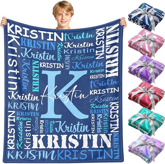 Personalized Blanket for Kids, Custom Blanket Gifts for Girls or Boys, Customized Birthday Christmas Blankets for Adults, Baby, Grandkids, Newborn, Toddler, Teenage, Mom, Dad, Girlfriend, Boyfriend