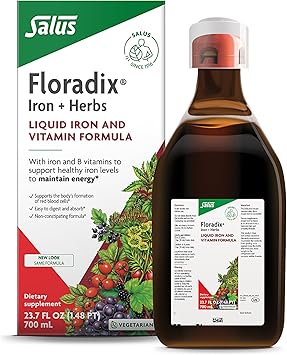 Floradix Iron & Herbs - Liquid Herbal Supplement for Energy Support - Iron Supplement with Vitamin C & Vitamin B Complex - Ferrous Gluconate Iron - for Men & Women - 23.7 fl oz