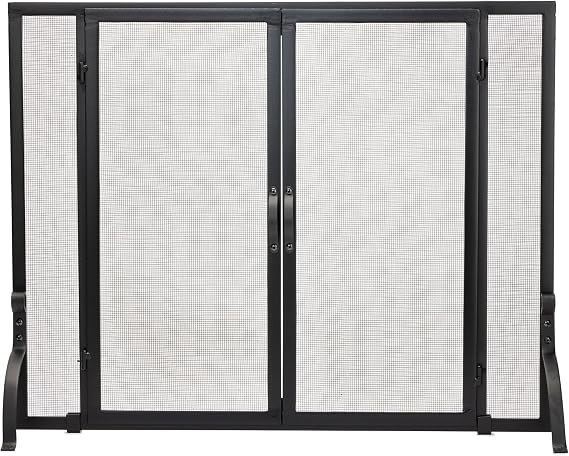 UniFlame, S-1044, Single Panel Wrought Iron Fireplace Screen with Doors