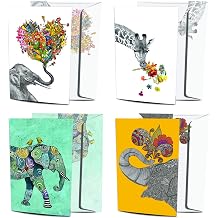 Tree-Free Greetings 8 Pack Greeting Cards, 100% Recycled Paper, Eco-Friendly Cards, Made in the USA, Variety Pack with Matching Envelopes, 5”x7” in Artful Designs