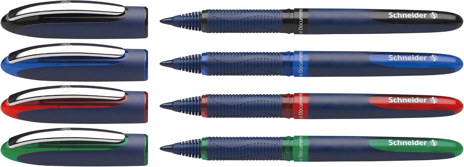 Schneider One Business Tapered Tip Roller Pen, 0.6 mm, 4 pcs