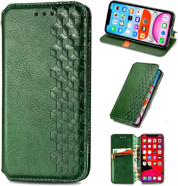 bojioderf Compatible with Infinix Note 7 Lite Case,Compatible with Infinix Hot 9 Stand Card Slots Flip Magnetic Closure Wallet Green