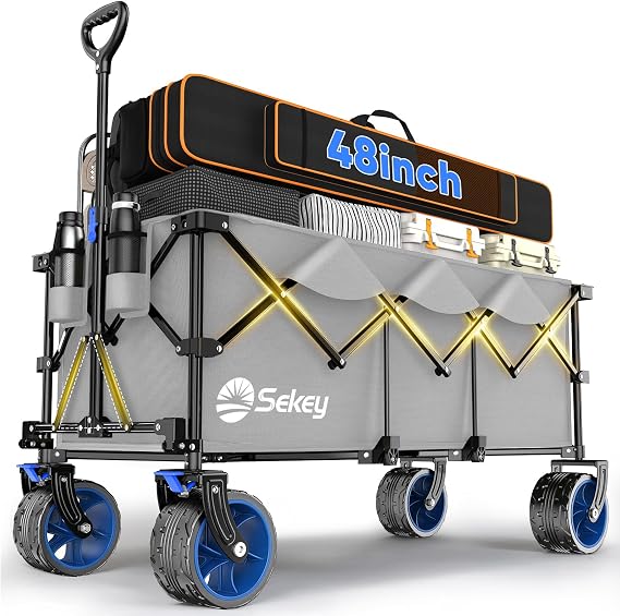 Sekey 300L Extended Collapsible Wagon, 660 lb Capacity, 48 in Long