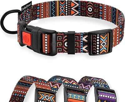 CollarDirect Tribal Dog Collar Aztec Pattern Adjustable Nylon Pet Collars for Small Medium Large Dogs Puppy Pattern 3, Neck Fit 14-18