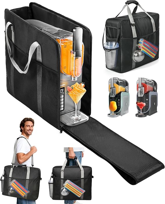 BS-VOG Carrying Bag for Ninja Slushie Machine FS301 & FS300, Portable Travel Tote Storage Bag, Front Opening Design for Frozen Drink Maker, Thick Padded Protector for Machine Accessories | 防水キャリーケース、1680Dオックスフォード、ハンドショルダーキャリー、アクセサリー用メッシュポケット、Slushieトラベルバッグ