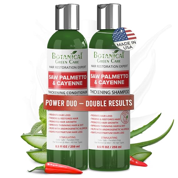 Saw Palmetto & Cayenne Hair Growth Shampoo + Conditioner Set Thickening, SulfateFree