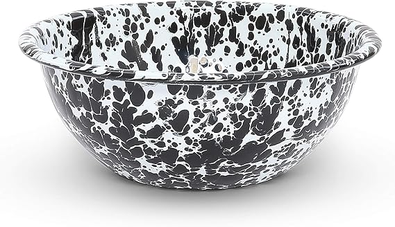 Enamelware Cereal Bowl, 20 ounce, Black/White Splatter (Single)