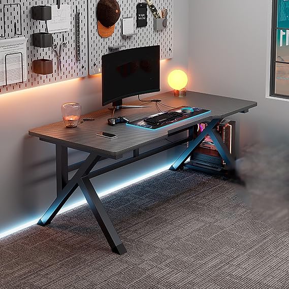 Gaming Desk, E-Sports PC Desk, Gamer Workstation with Carbon Fiber Surface and X-Shape Steel Frame, Home Office Desk (Size : 80cm/31.4in)