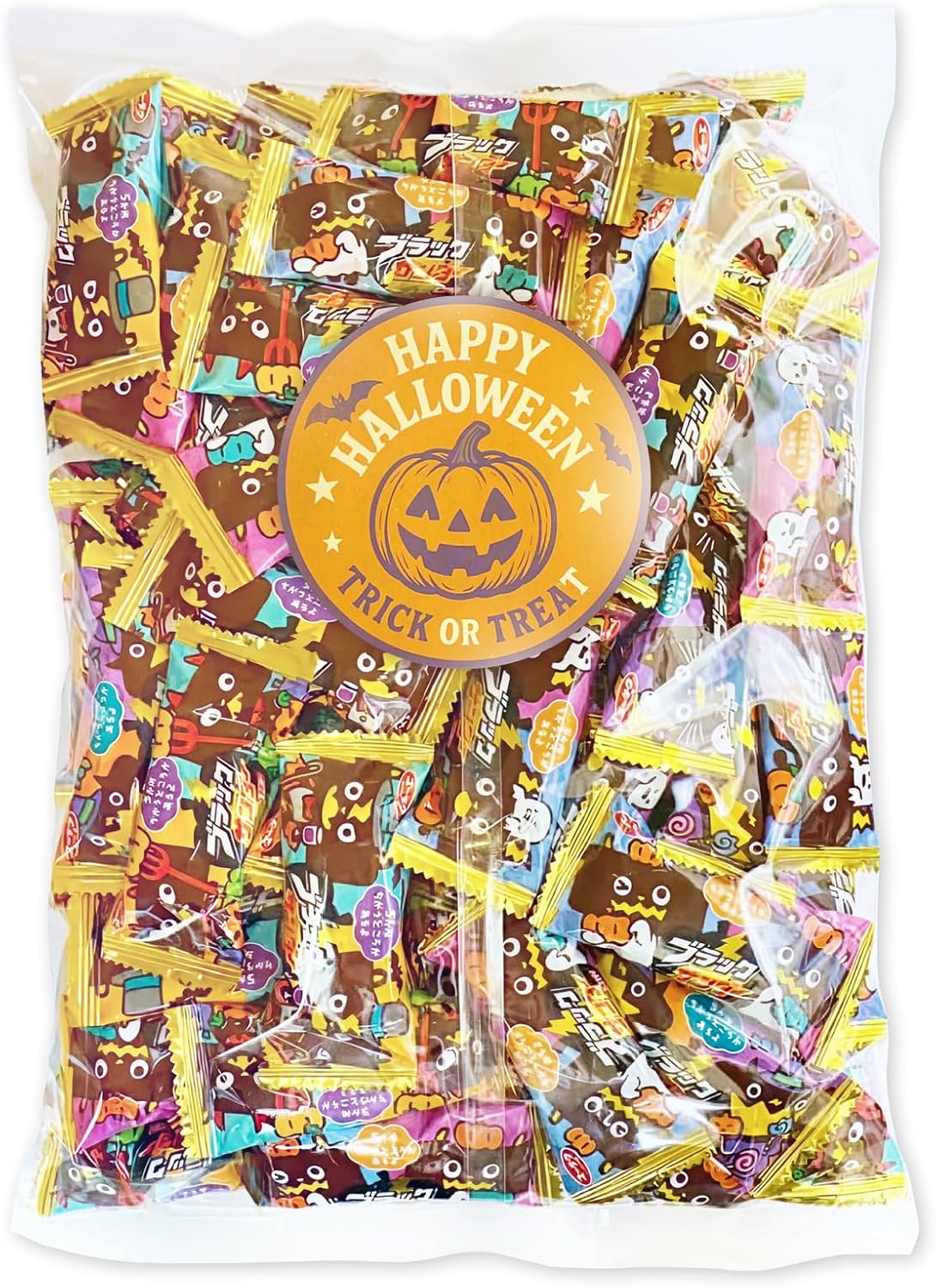 Includes HW Stickers Ariaku Confectionery Halloween Black Thunder Mini Bar, 2.2 lbs 1 kg, Big Share Pack, Large Capacity, Assorted, Assorted Colors, Individually Packaged