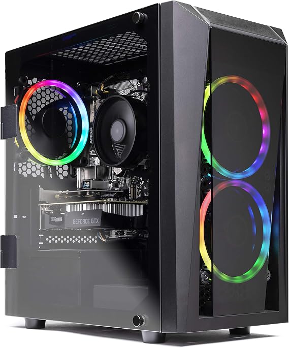 SkyTech Blaze II Gaming Computer PC Desktop Ryzen 5 2600 6-Core 3.4 GHz, NVIDIA GeForce GTX 1660 Super 6G, 500G SSD, 16GB DDR4 3000MHz, RGB, AC WiFi, Windows 10 Home 64-bit