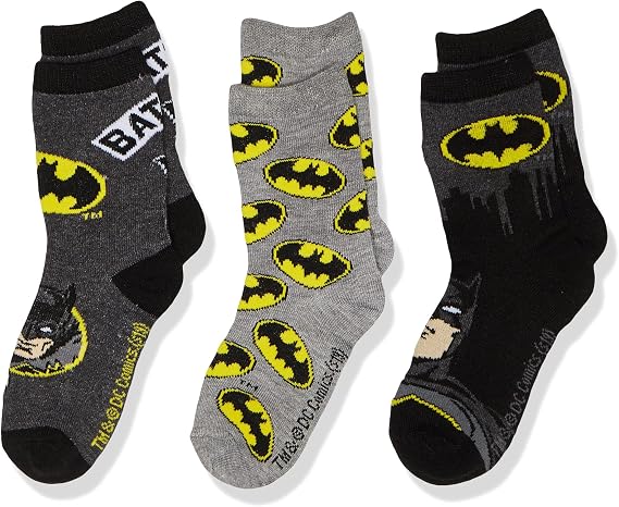 BATMAN Boys Bat Signal 3 Pack Crew Socks