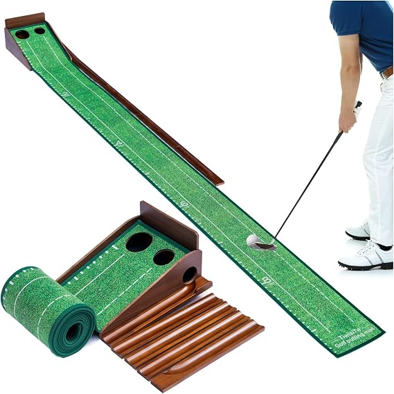 Putting Green Indoor, 9.8 FT Golf Mat Automatic Ball Return